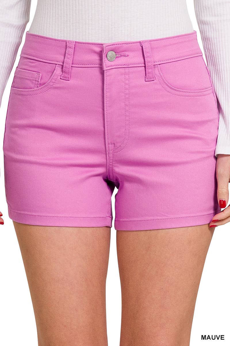 High-rise Color denim Jeans Shorts Stretchy / 5 pockets