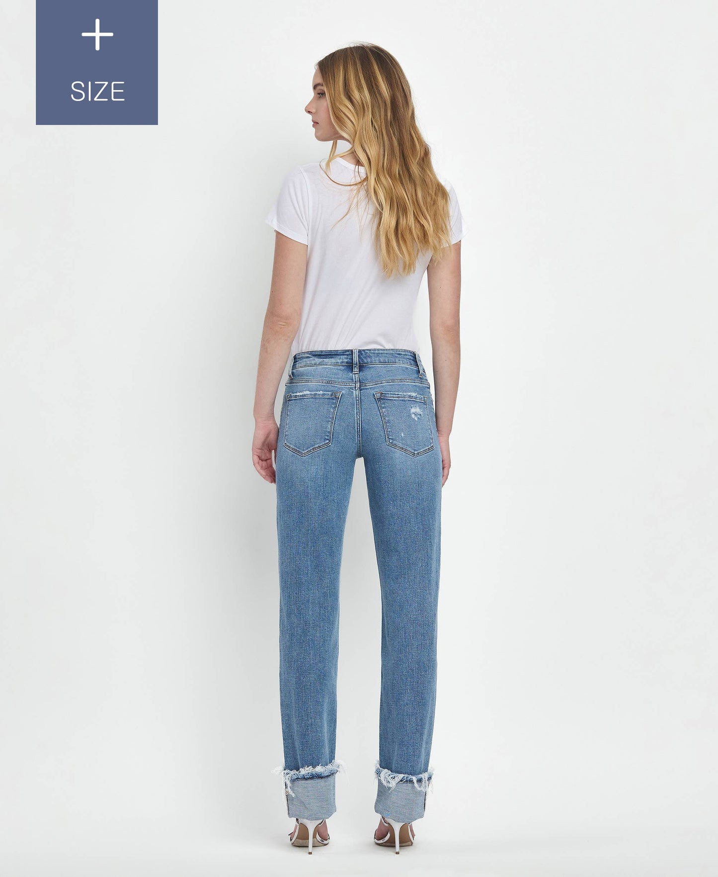 PLUS SIZE TUMMY CONTROL MID RISE CUFFED STRAIGHT LV1504-P