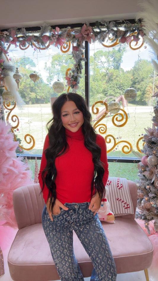 Stone embellished 5 pocket blue denim wide leg jean