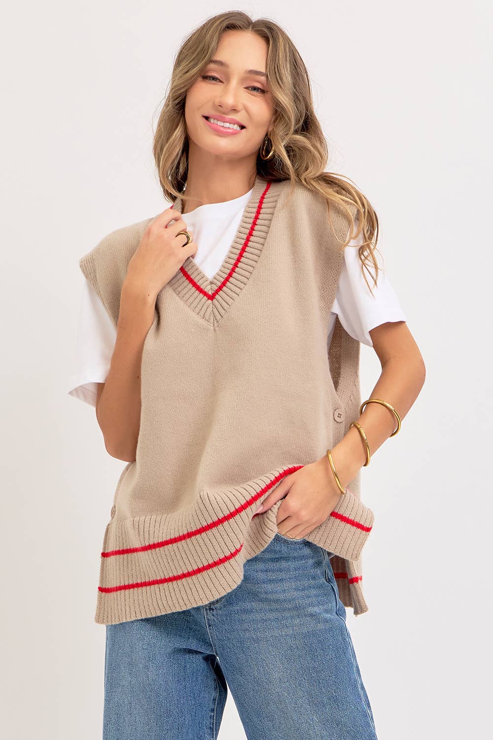 STRIPED KNIT TOP/VEST
