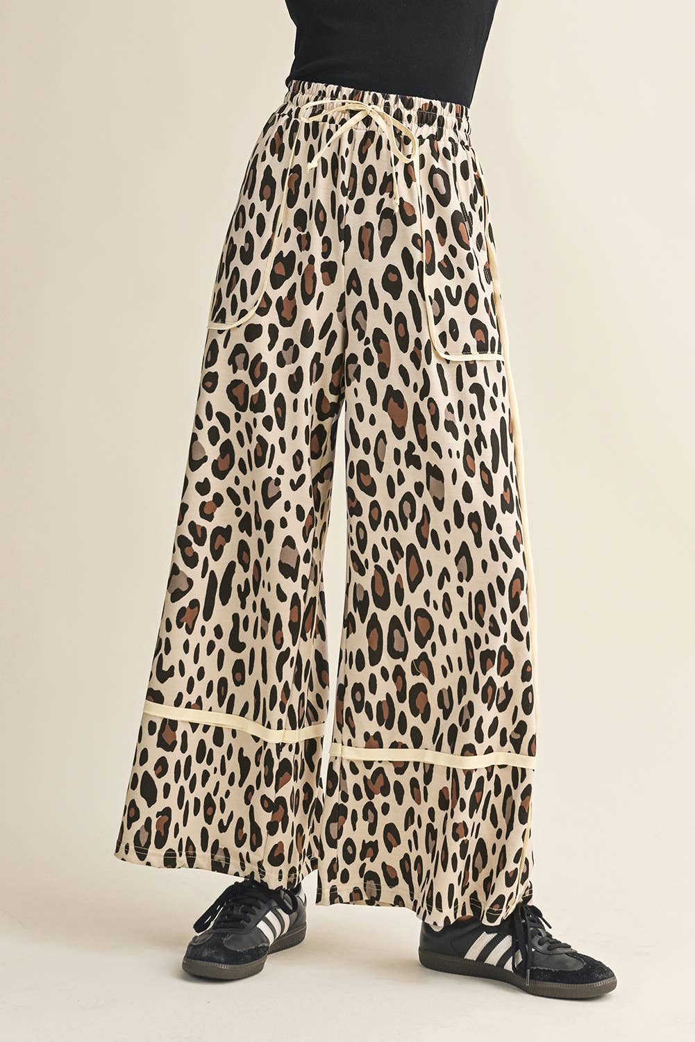 Leopard Wide Leg Cropped Pants |