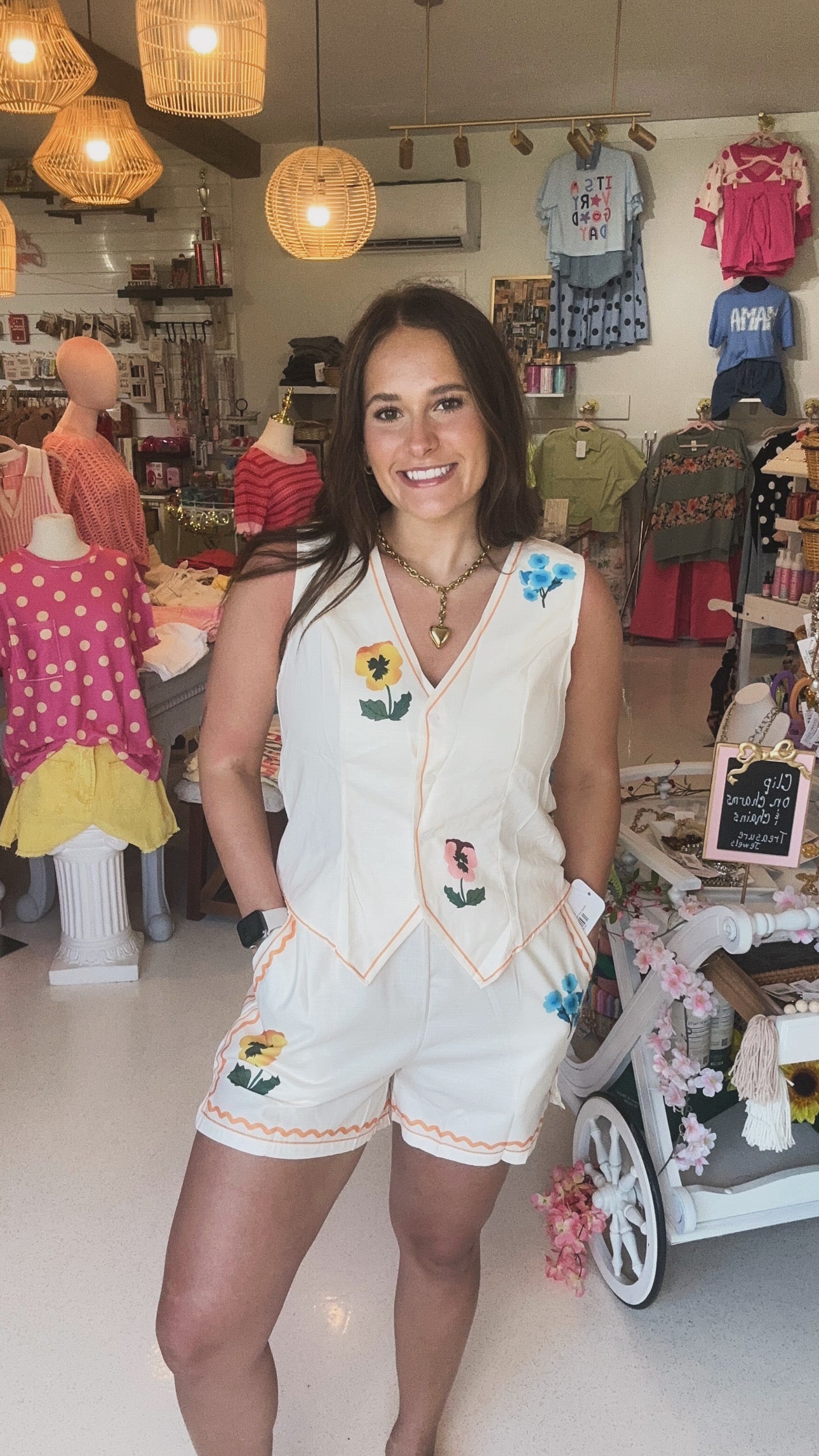 Floral vest top shorts set