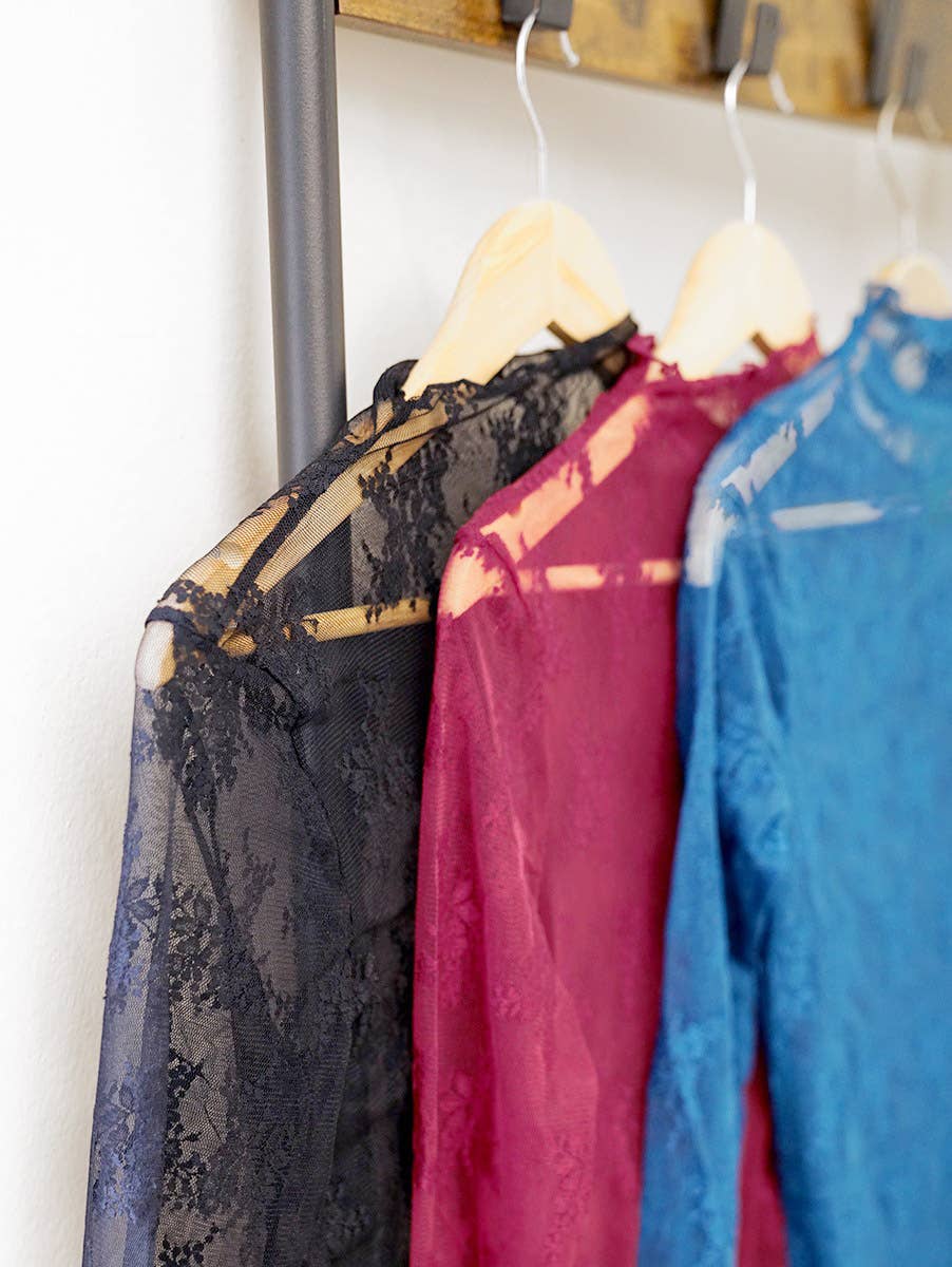 ..Lace See Through Layering Top As shown