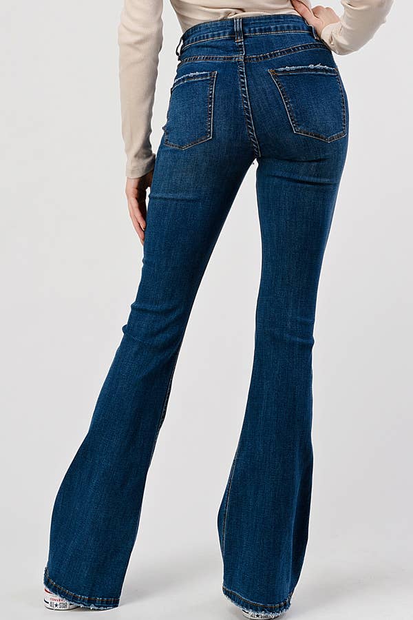 Dark Wash - Mid Rise Classic Flare Jeans