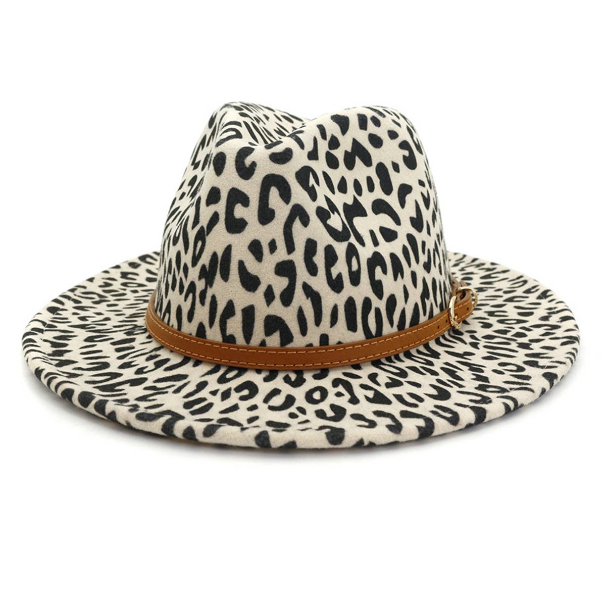 WOMEN WARM AND SIMPLE LEOPARD PANAMA HAT