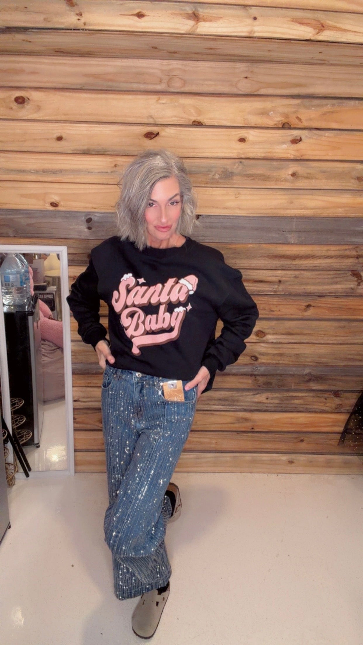 SANTA BABY GRAPHIC BRUSHED SWEATSHIRTS