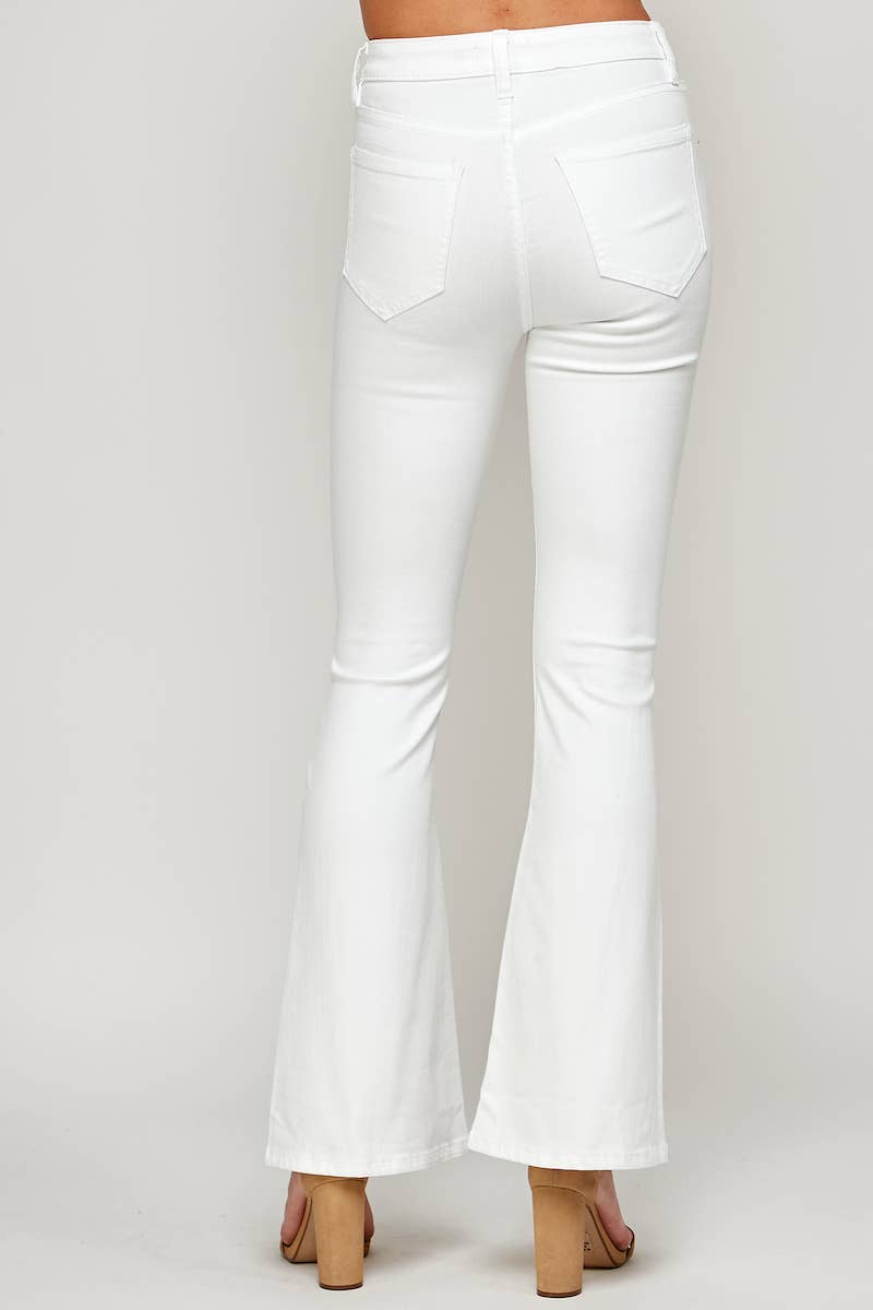 White - High Rise Flare Jeans