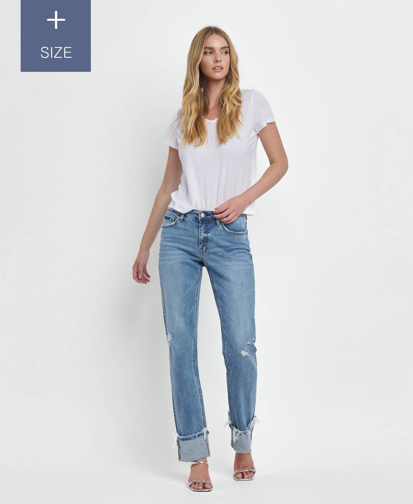 PLUS SIZE TUMMY CONTROL MID RISE CUFFED STRAIGHT LV1504-P