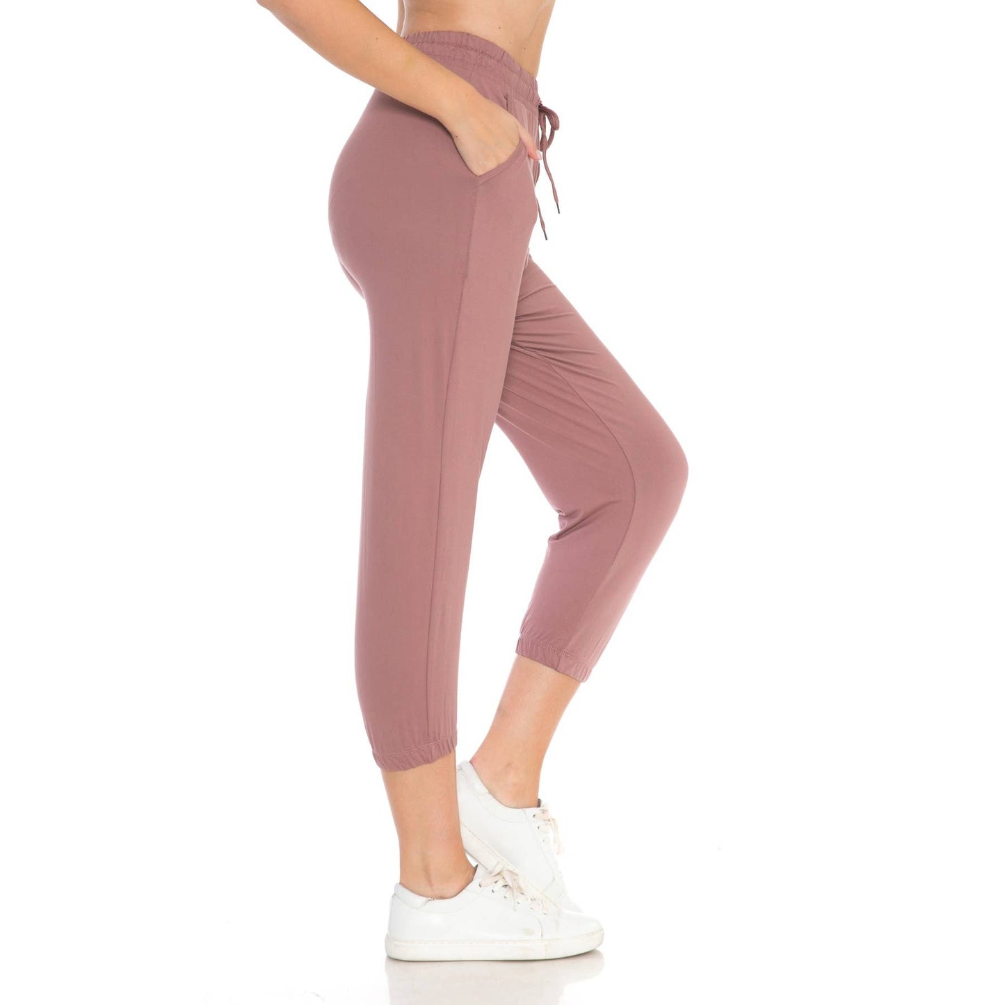 Buttery Soft Solid Capri Joggers with Drawstring