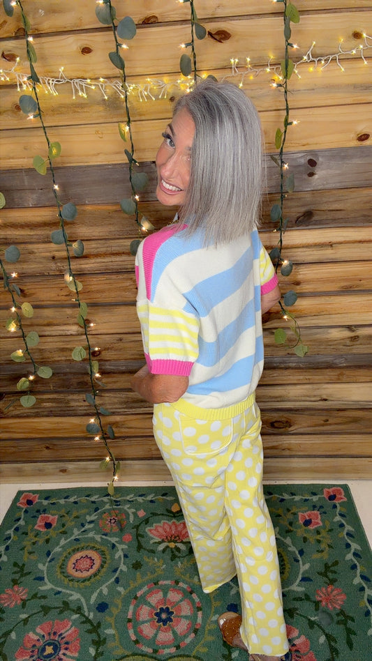 FEEL-GOOD PLAYFUL MULTI STRIPE EASY EVERYDAY COTTON SWEATER