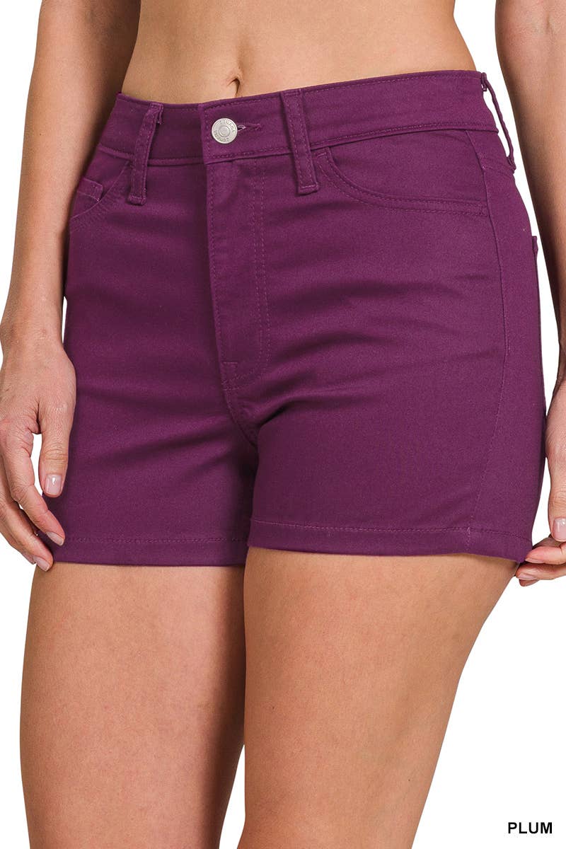 High-rise Color denim Jeans Shorts Stretchy / 5 pockets