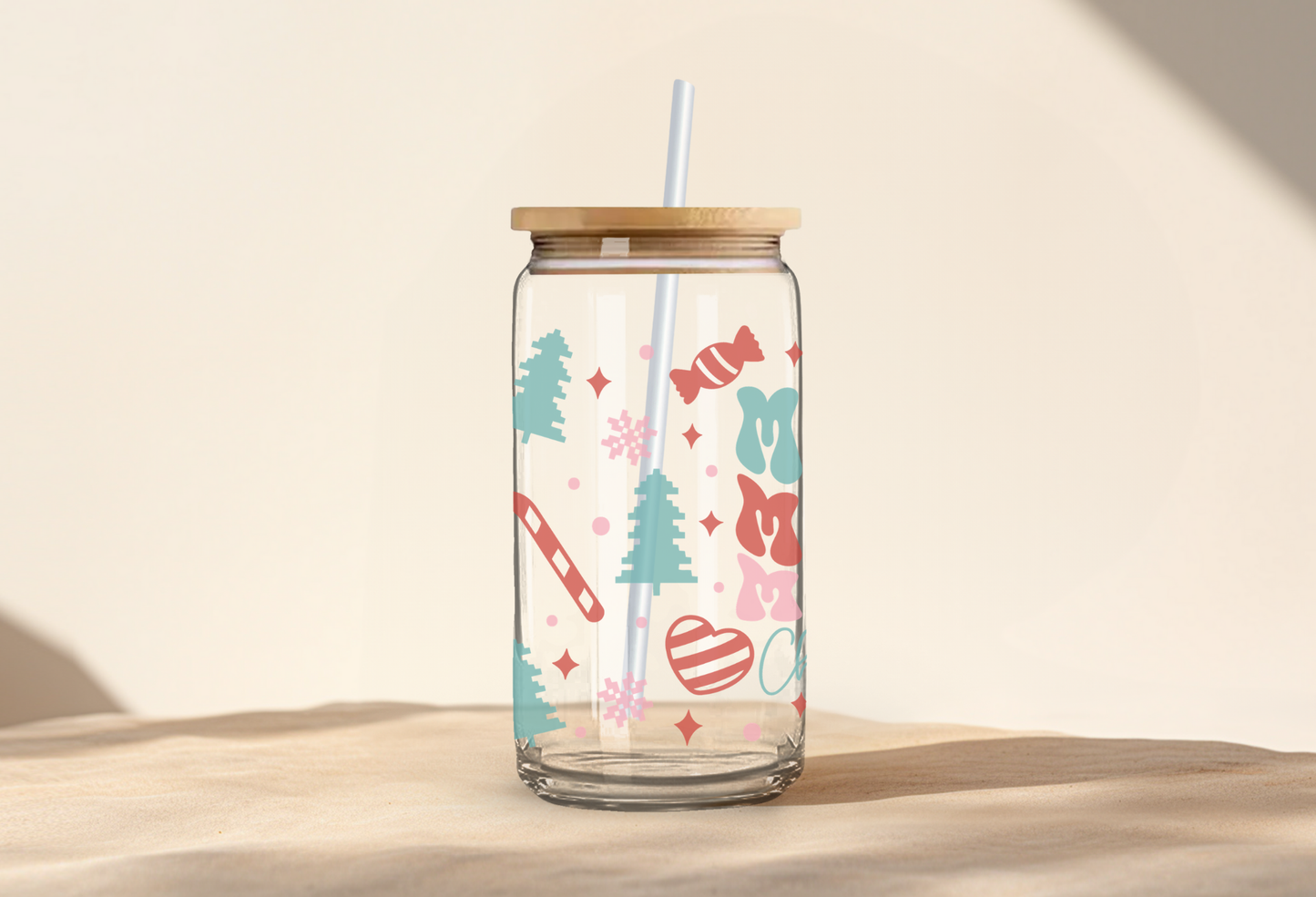 Merry Christmas can glass