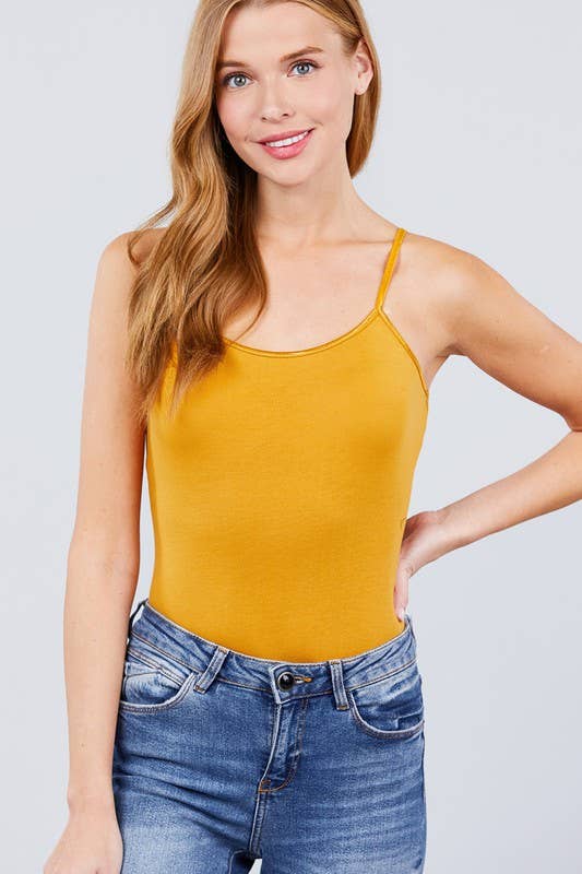 Solid Cami Bodysuit with Adjustable Spaghetti Straps