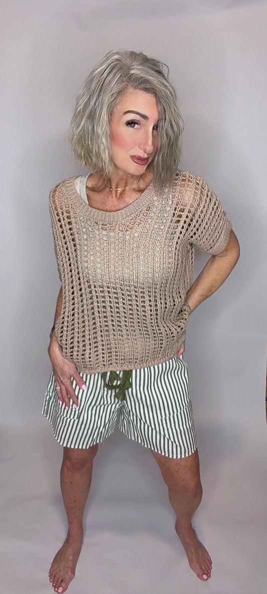VINTAGE WASHED BARREL DENIM SHORTS W/GROMMET WAIST