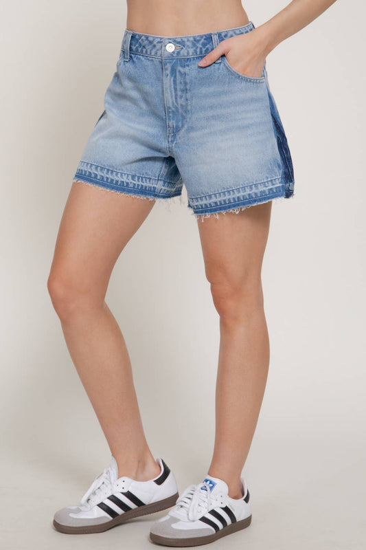 Color Block Denim Shorts
