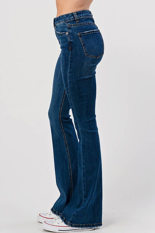 Dark Wash - Mid Rise Classic Flare Jeans