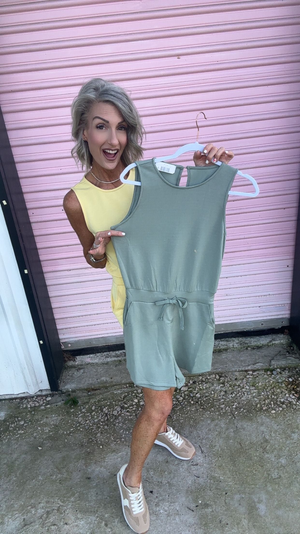Drawstring Waist Sleeveless Romper