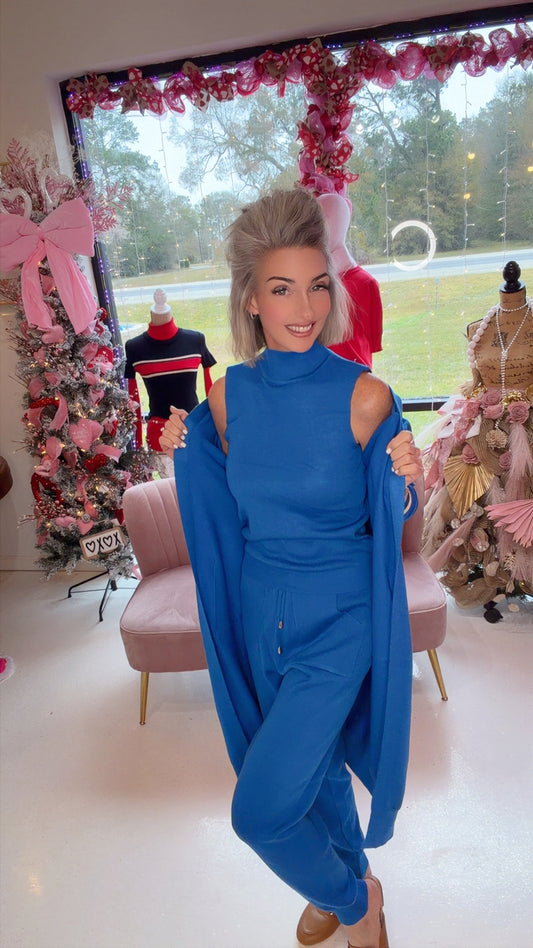 Elegant 3-Piece Knitted Cardigan Vest and Pants Set