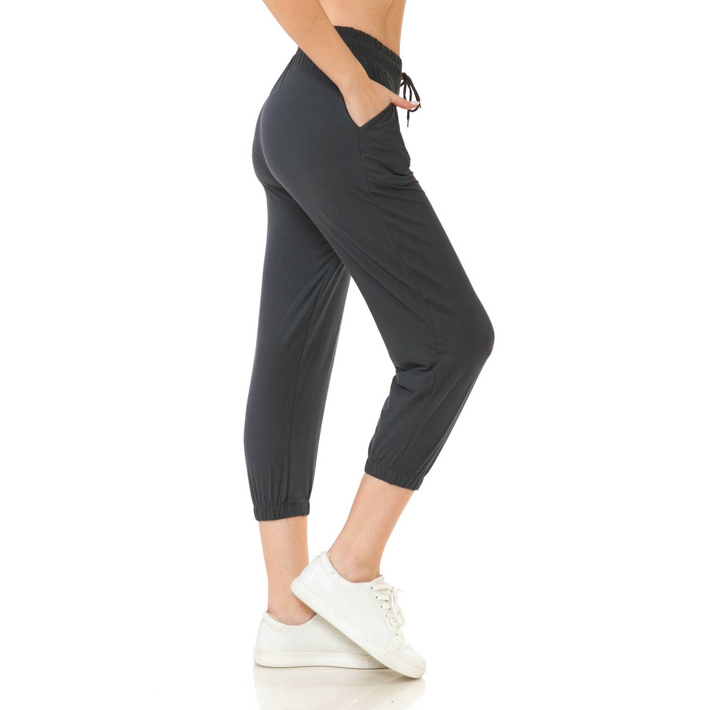 Buttery Soft Solid Capri Joggers with Drawstring