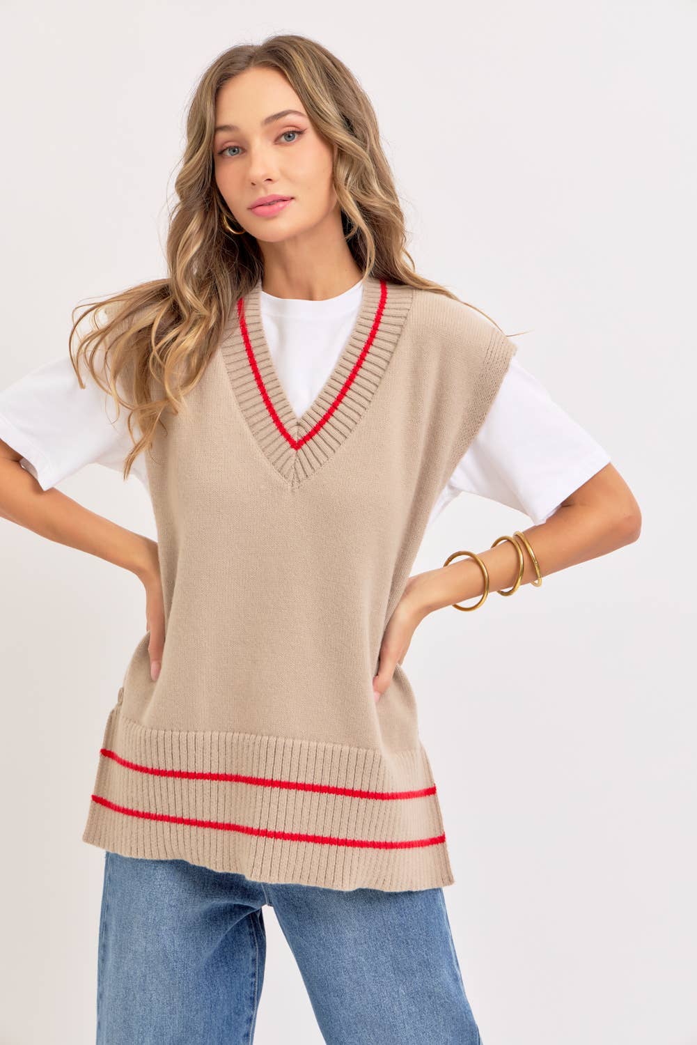 STRIPED KNIT TOP/VEST