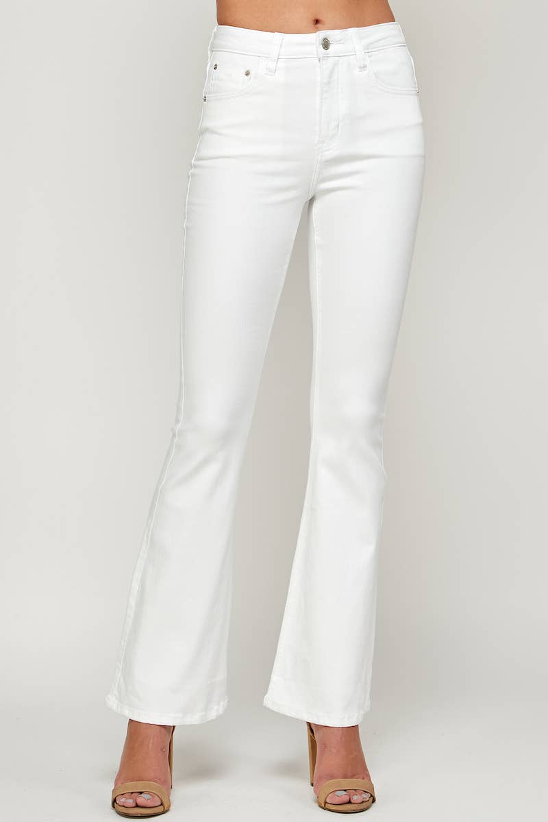 White - High Rise Flare Jeans