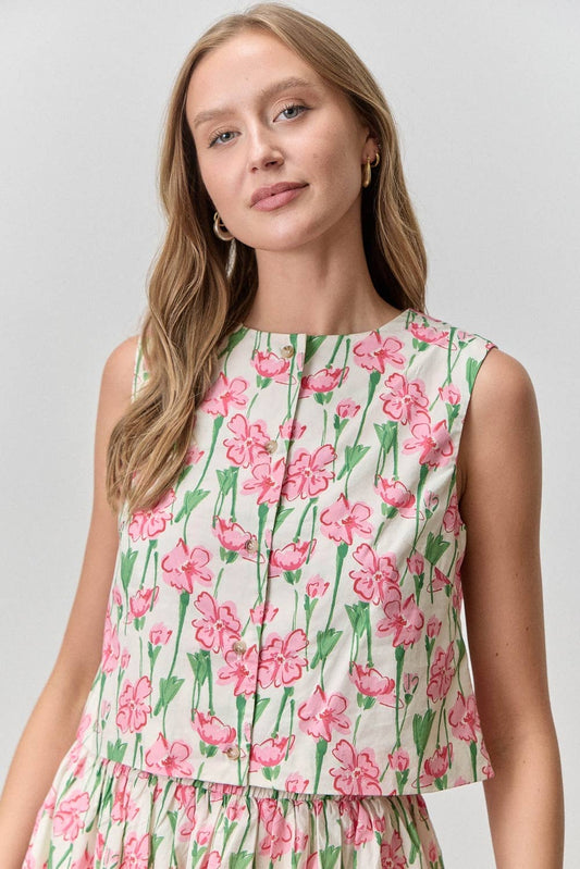 FLORAL PRINT SLEEVELESS TOP
