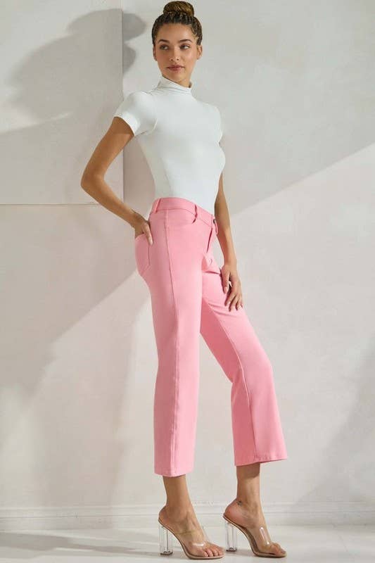 Women's Classic Solid Straight Leg Crop Pants