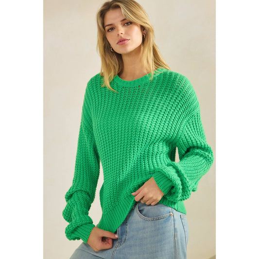 KNITTED PULLOVER ROUND NECK SWEATER