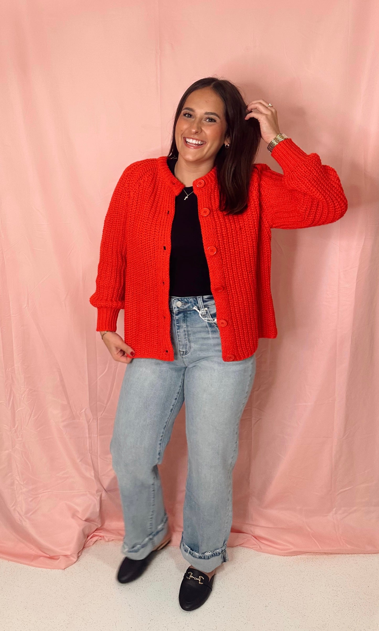Chunky crewneck knit Cardigan