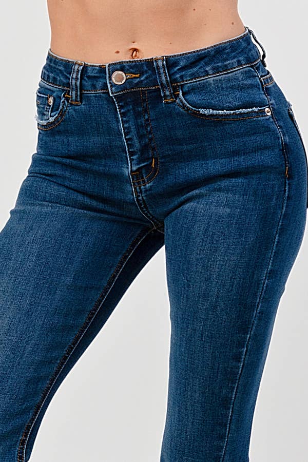 Dark Wash - Mid Rise Classic Flare Jeans