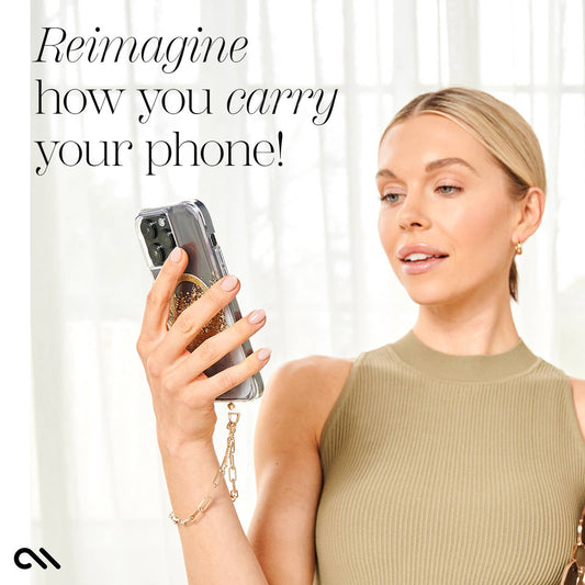 Chunky Chain Phone Charm Wristlet (Gold)