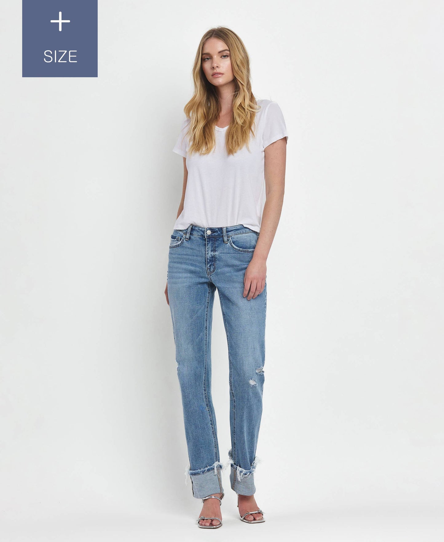PLUS SIZE TUMMY CONTROL MID RISE CUFFED STRAIGHT LV1504-P