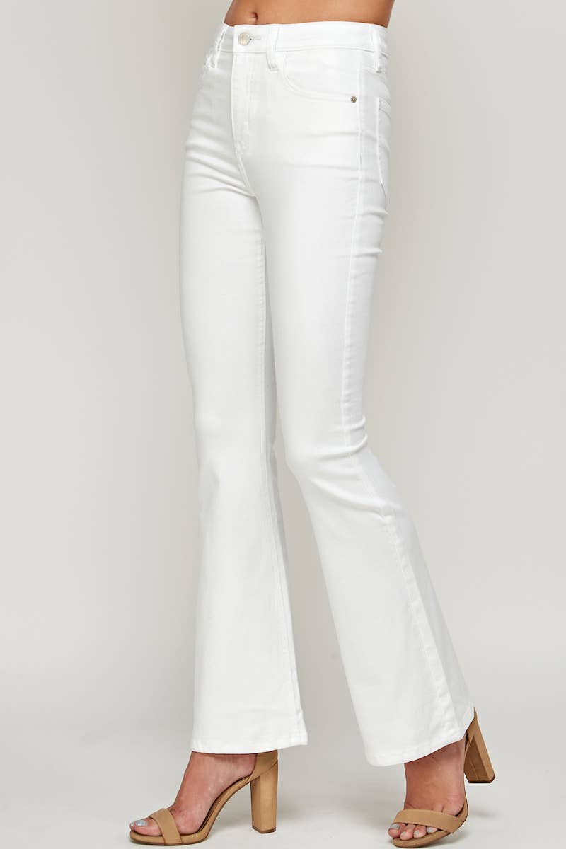 White - High Rise Flare Jeans