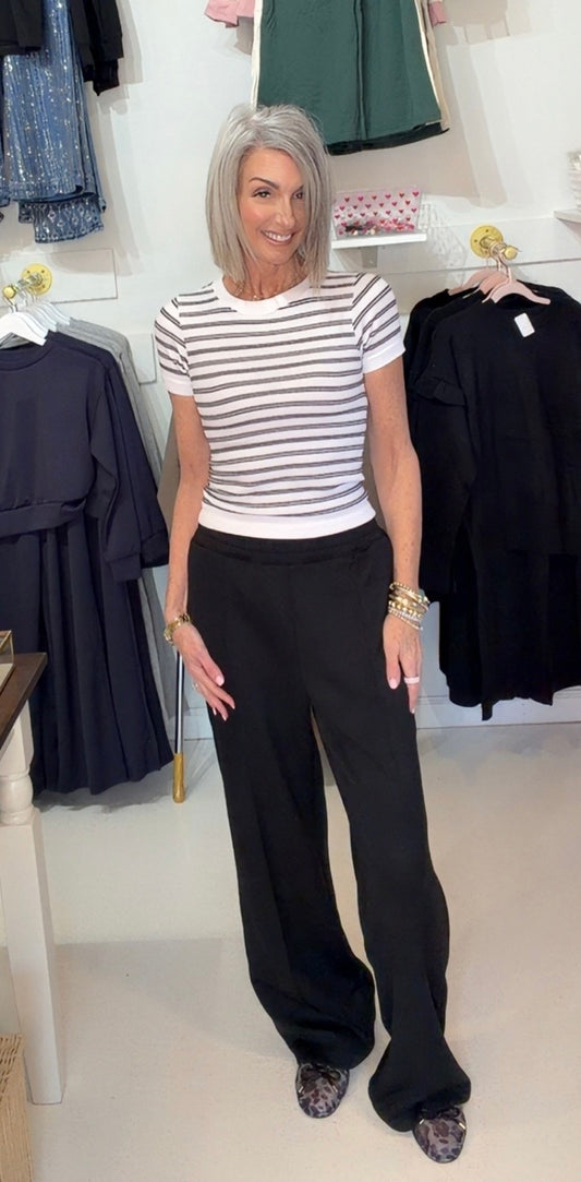 Elastic Waist Soft Modal Scuba Wide Pants