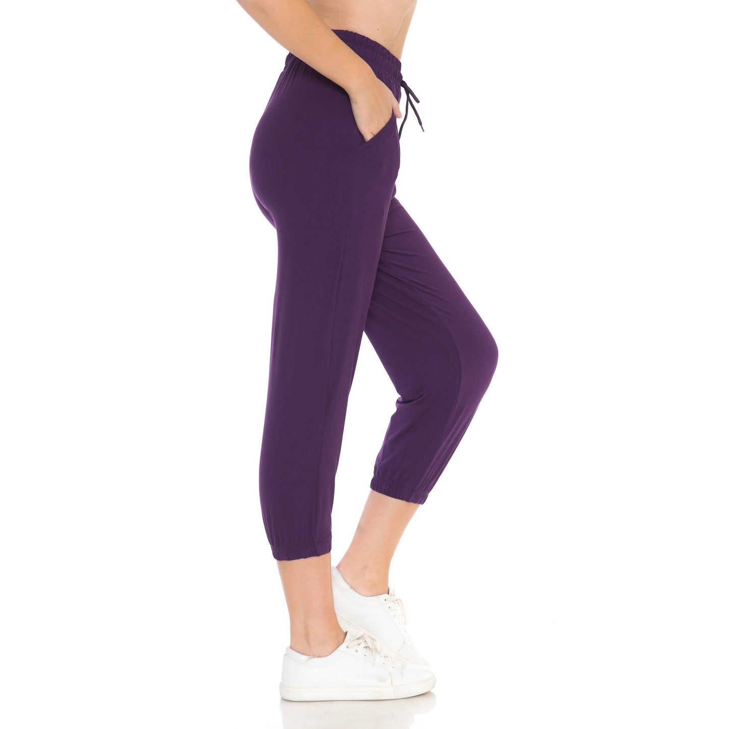 Buttery Soft Solid Capri Joggers with Drawstring