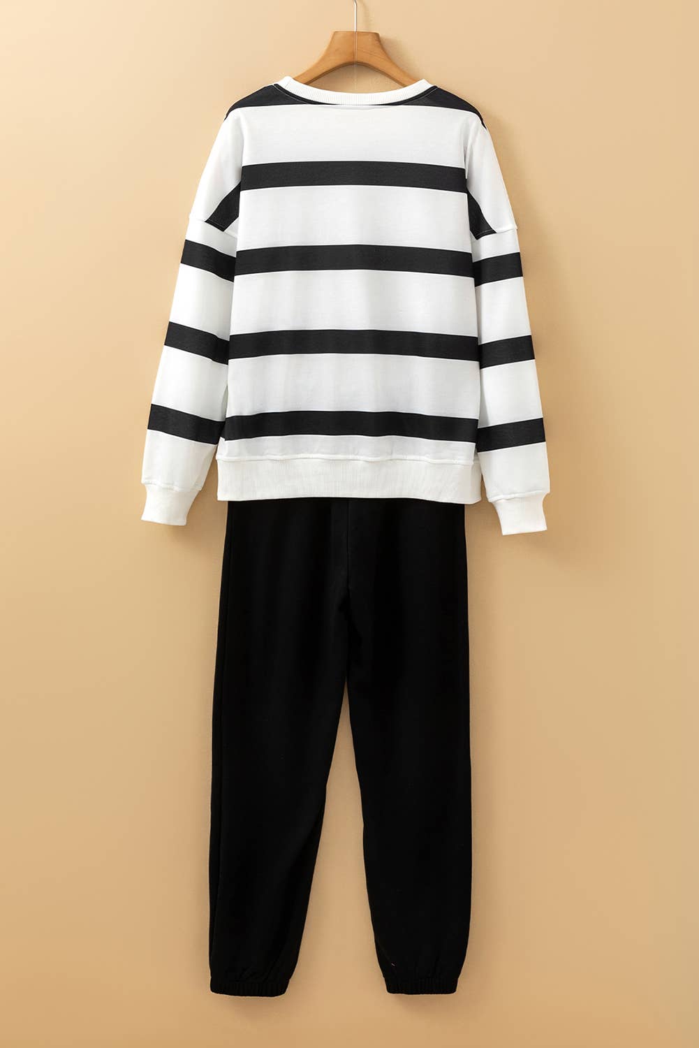 Striped Drop Shoulder Pullover and Jogger Pants Set