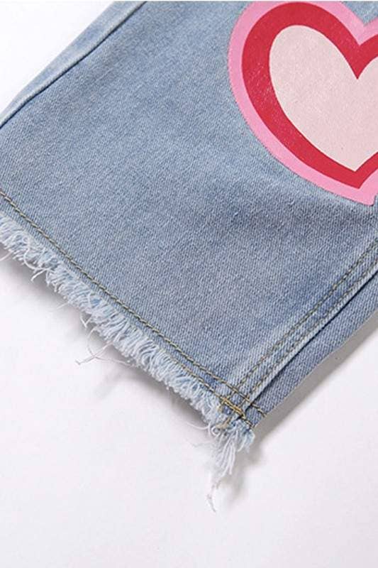Heart cutout ripped denim jeans