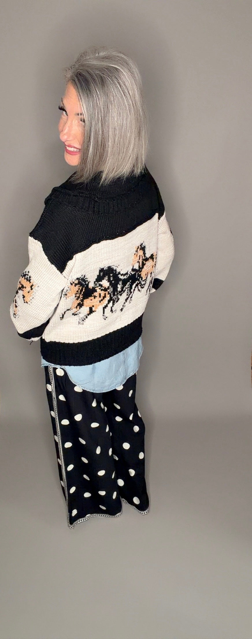 Sweater with Horse Print