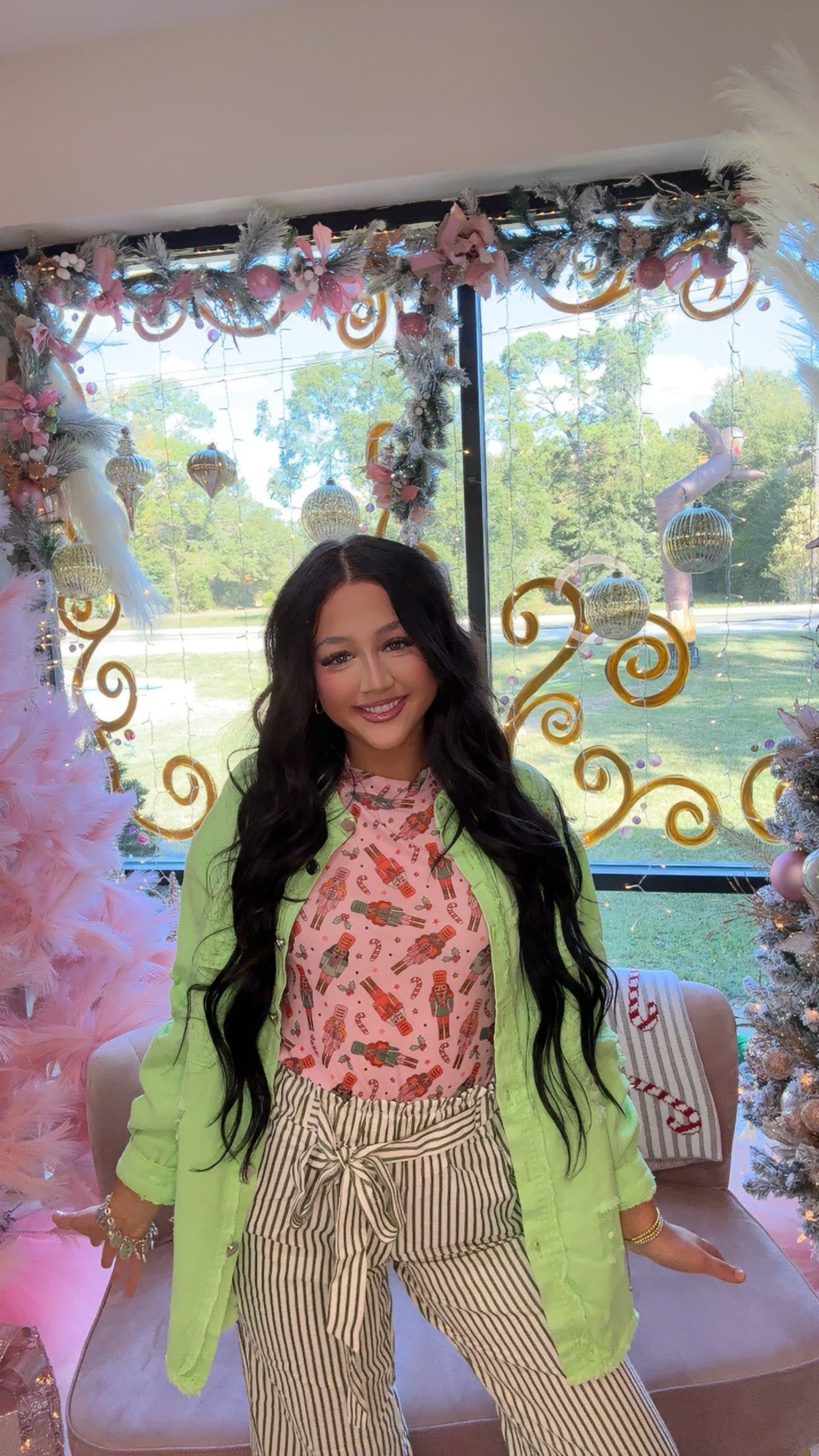 Striped Casual Elegant Straight Leg Pants