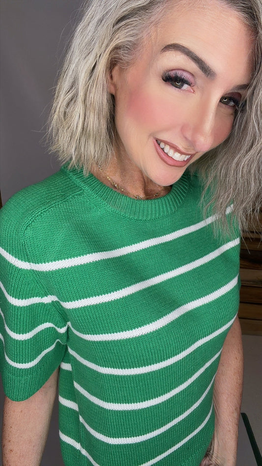 SUMMER ESSENTIAL STRIPE SWEATER TOP WITH RAGLAN