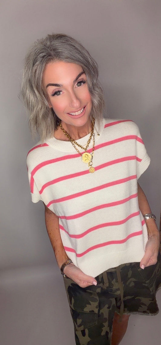 Striped Crew Neck Knit Top