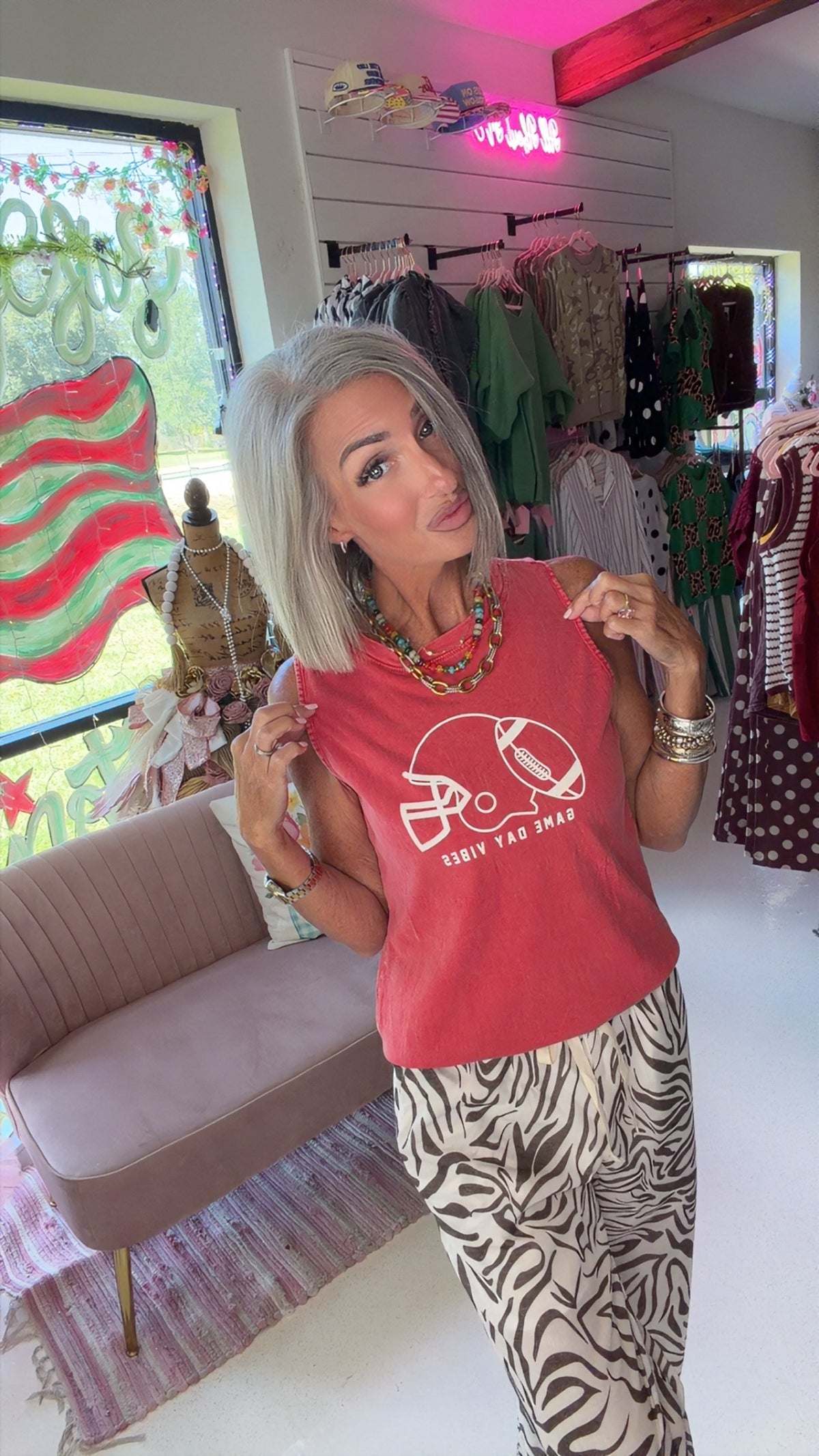 GAME DAY VIBES MINERAL GRAPHIC TANK TOP