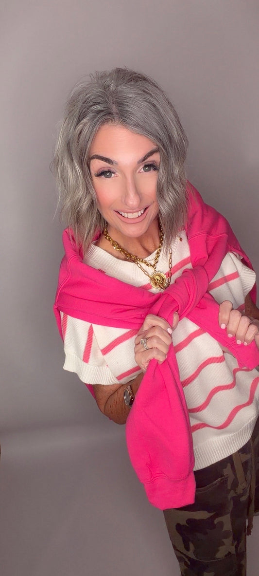 Striped Crew Neck Knit Top