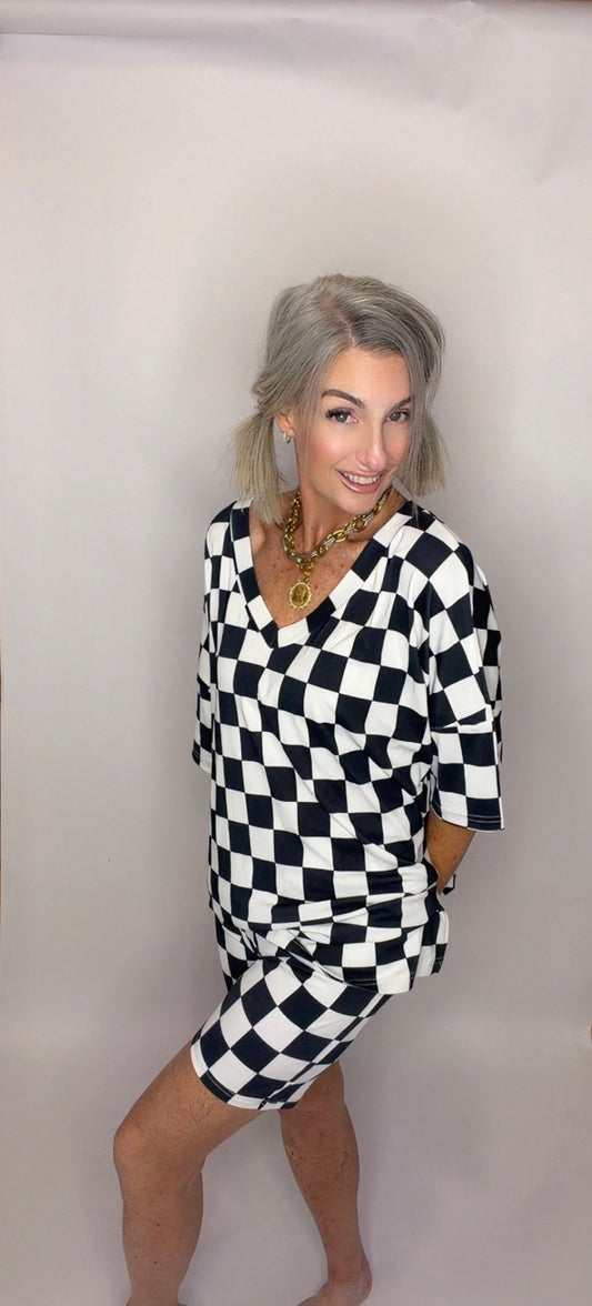 Daily Basis Biker Set, Black/White Checkered