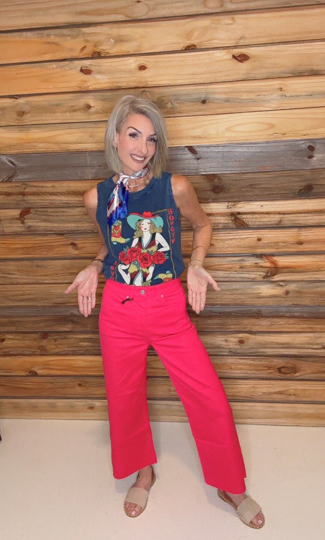 High Rise Flare Cropped Color Denim Pants
