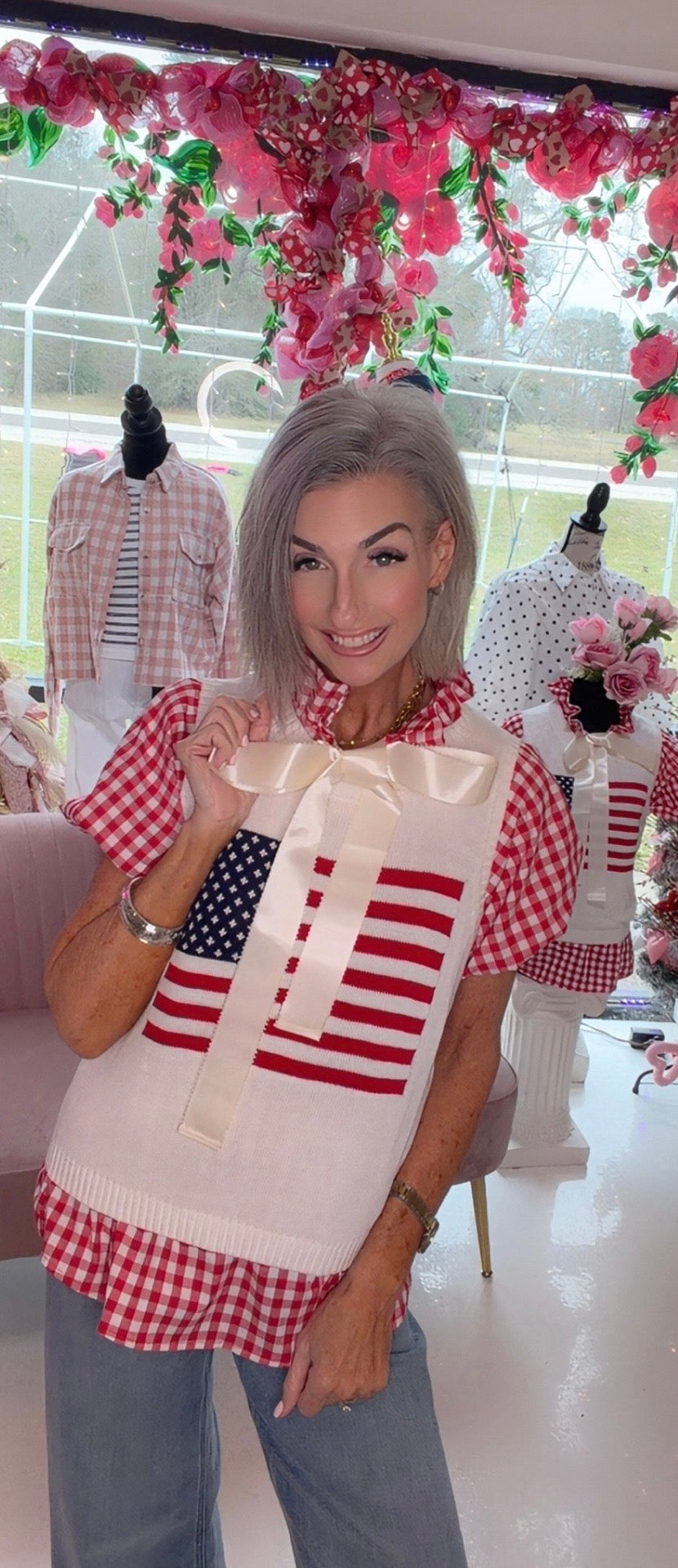 Sleeveless Flag Knit Top