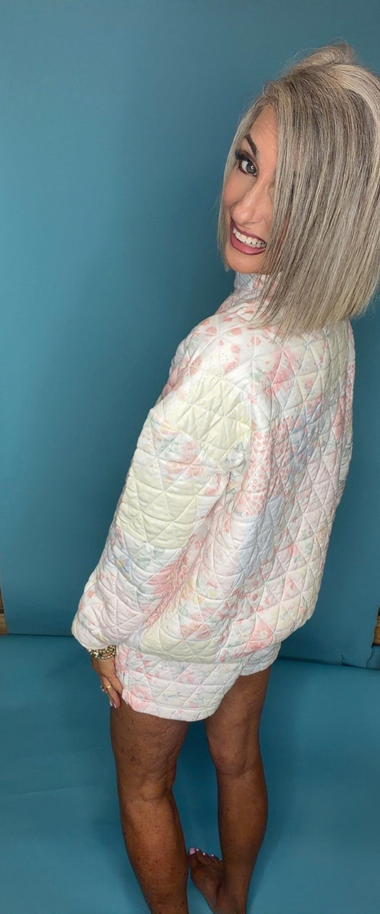Floral textured lounge shorts