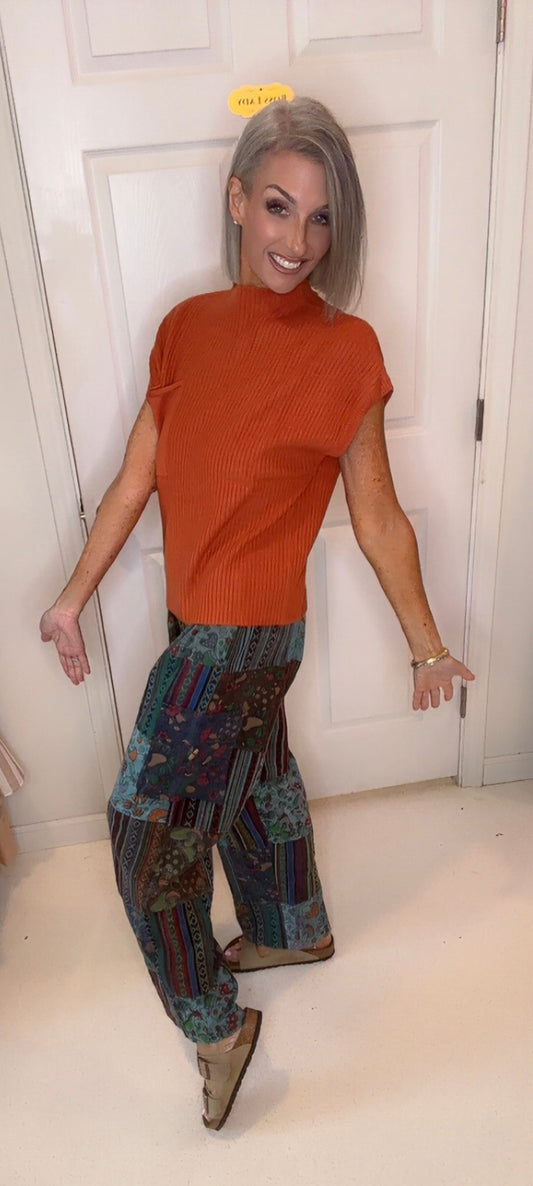 Mushroom patchwork pants