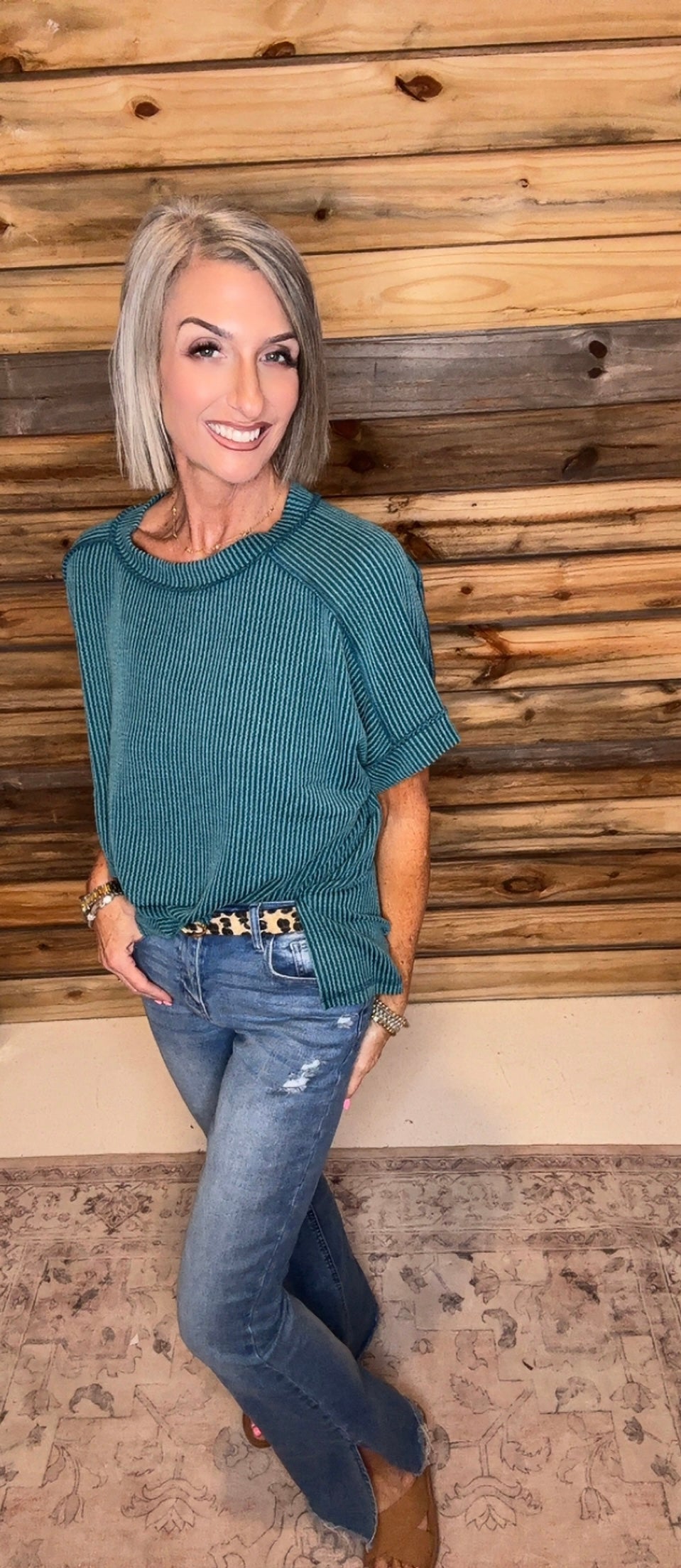 Zenana Round neck ribbed top