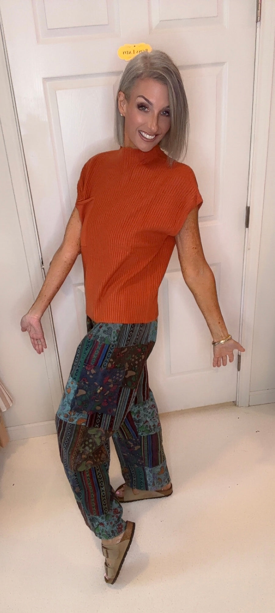 Ribbed Short Sleeve Pocketed Sweater